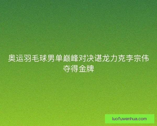 奥运羽毛球男单巅峰对决谌龙力克李宗伟夺得金牌